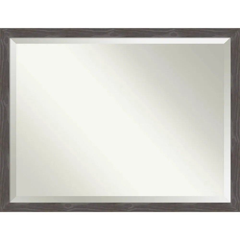 43 x 33 Beveled Woodridge Rustic Gray Wood Wall Mirror - Amanti Art: Modern Rectangle, No Assembly Required