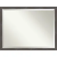 43 x 33 Beveled Woodridge Rustic Gray Wood Wall Mirror - Amanti Art: Modern Rectangle, No Assembly Required