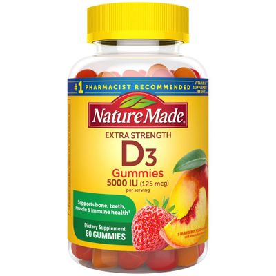 Nature Made Extra Strength Vitamin D3 5000 IU (125 mcg) Bone Health & Immune Support Vitamin Gummies