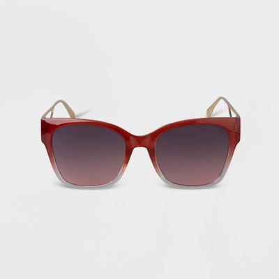 Womens Plastic Gradient Square Sunglasses - A New Day Red