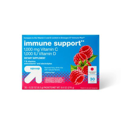 Vitamin C + D Immune Support Powder - Raspberry - 30ct - up & up