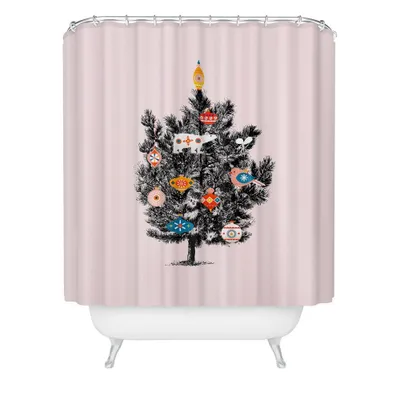 Showmemars Retro Christmas Tree Shower Curtain Pink - Deny Designs