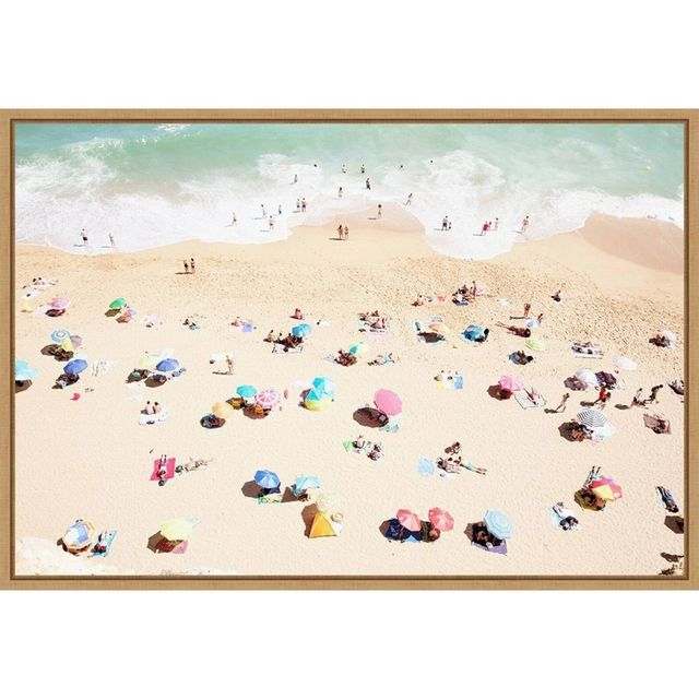 23 x 16 Seaside 1 Beach by Carina Okula Framed Canvas Wall Art - Amanti Art: Aerial Beach View, Modern Decor