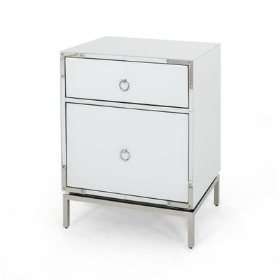 Christopher Knight Home Bansollo End Table - Mirrored: Steel Frame, No Assembly, Rectangular Accent Table with Drawer