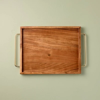 Wooden Tray with Brass Wire Handles