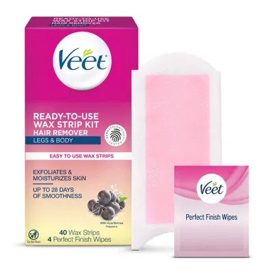 Veet Ready-To-Use Wax Strips and Wipes - 40ct