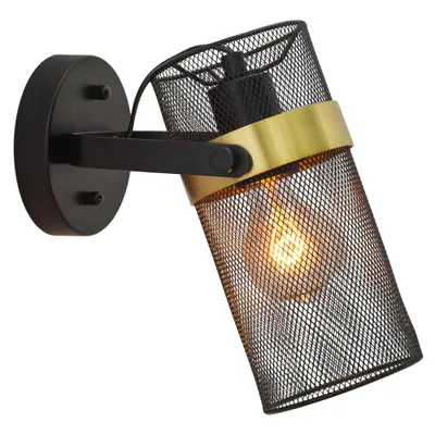 12 Echo Painted Metal Mesh Drum Shade Wall Sconce Black - River of Goods: Industrial Design, UL Listed, 60W