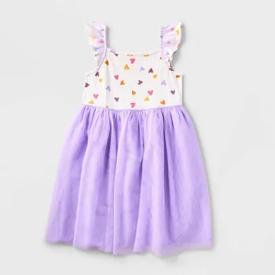 Girls Adaptive Flutter Sleeve Tulle Dress - Cat & Jack Almond Cream