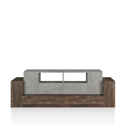 Lums TV Stand for TVs up to 80 Cement/Reclaimed Oak - miBasics: Industrial Media Console with Storage