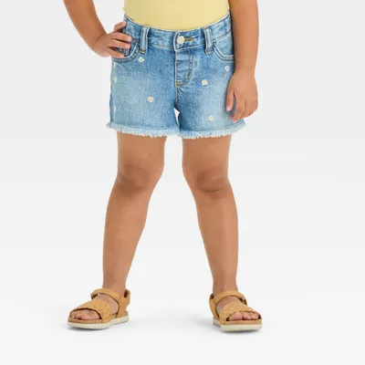 Toddler Girls Daisy Embroidered Jean Shorts