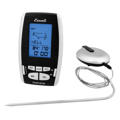 Escali Wireless Thermometer and Timer: Digital Meat Thermometer for Grill & Oven, Stainless Steel, 32-482F Range