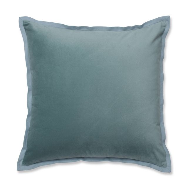 18x18 Velvet Flange Square Throw Pillow Pale Blue - Pillow Perfect