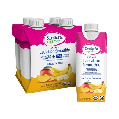 Sweetie Pie Organics Mango Banana Lactation Smoothie - 11.1 fl oz/4pk