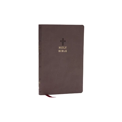 NKJV Holy Bible, Value Ultra Thinline, Charcoal Leathersoft, Red Letter, Comfort Print - by Thomas Nelson (Leather Bound)