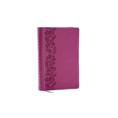 NKJV Personal Size Large Print Bible with 43,000 Cross References, Pink Leathersoft, Red Letter, Comfort Print - by Thomas Nelson (Leather Bound)