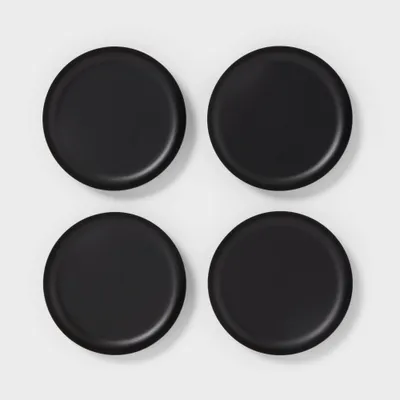 4pk Small Metal Plates Candle Holders Black - Room Essentials: Iron Candlestick Set for Modern Decor