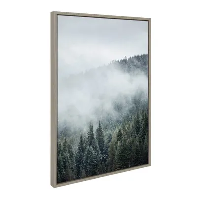 23 x 33 Sylvie Evergreens in Fog by F2 Images: Rustic Wall Art, Landscape Canvas - Kate & Laurel