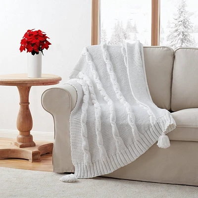 VCNY 50x60 Chester Cable Knit Cotton Throw Blanket