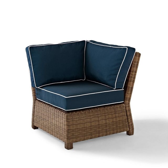 Bradenton Outdoor Wicker Sectional Corner Chair - Navy - Crosley: UV & Weather-Resistant, Steel Frame Patio Accent Chair