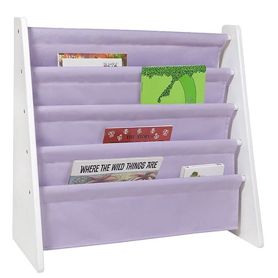 WildKin Premium Sling Kids Book Shelf White/Lilac: 4-Shelf MDF Novelty Bookcase for Ages 3+, 25 W x 24 H x 11 D