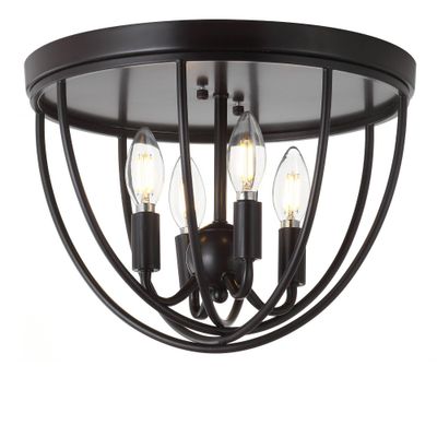 13.75 LED Metal Flush Mount Oil Rubbed Bronze - Jonathan Y: ETL Listed, 4-Bulb Ceiling Fixture