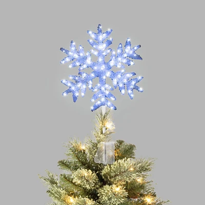 13.5 Pre-lit Snowflake Christmas Tree Topper White with Cool White LED Lights - Wondershop