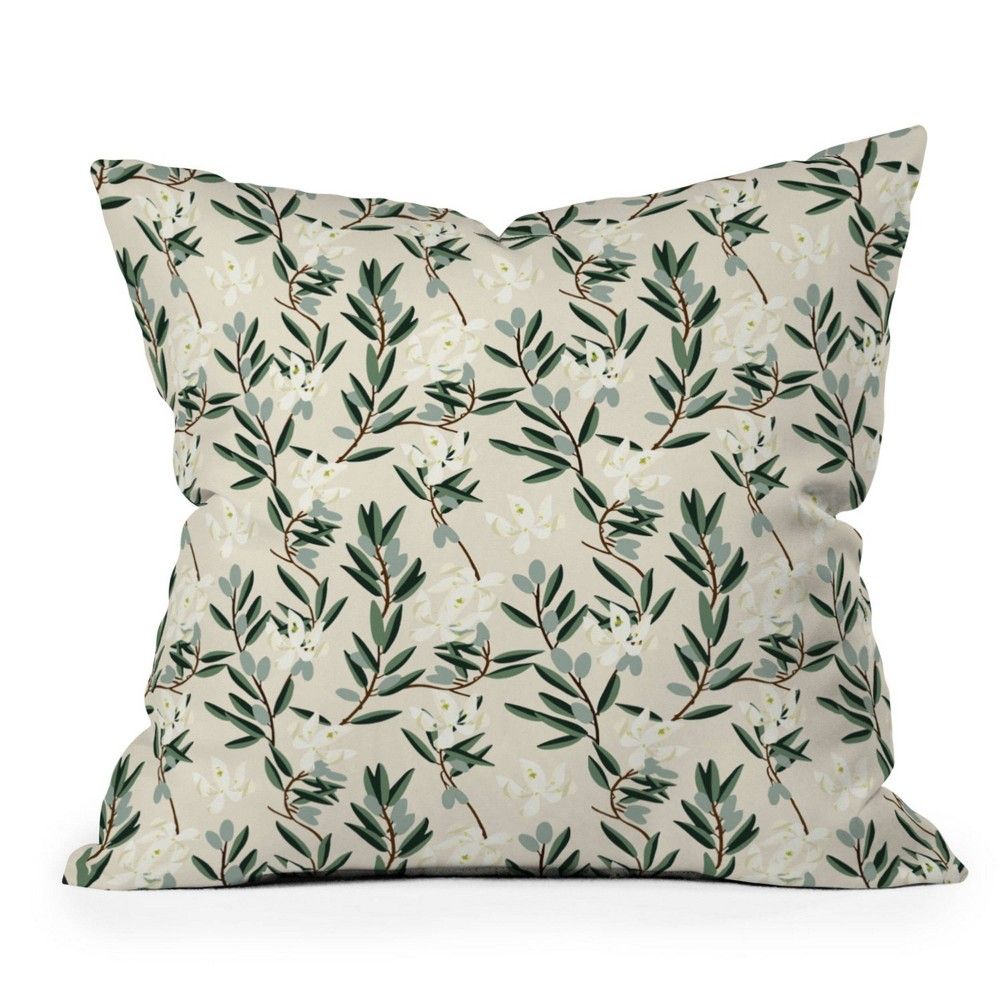 Holli Zollinger Bloom Outdoor Throw Pillow Olive Green