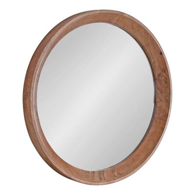 Kate & Laurel All Things Decor  Round Hartman Wall Mirror Brown : Transitional Boho-Chic Decorative Mirror