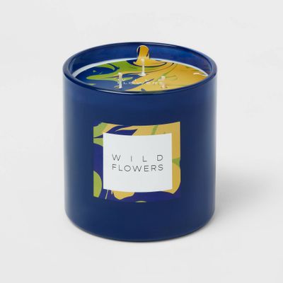 3-Wick 28oz Glass Wildflowers Candle Blue - Opalhouse