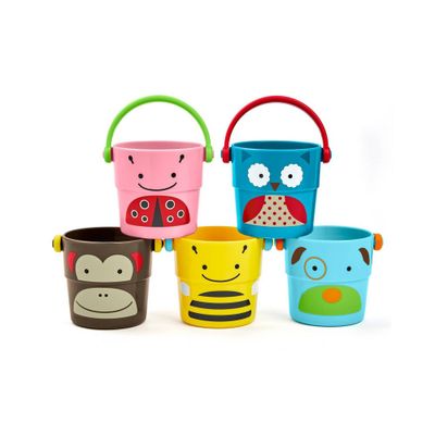 Skip Hop Zoo Stack & Pour Buckets Bath Toys - 5pc - Existing Characters