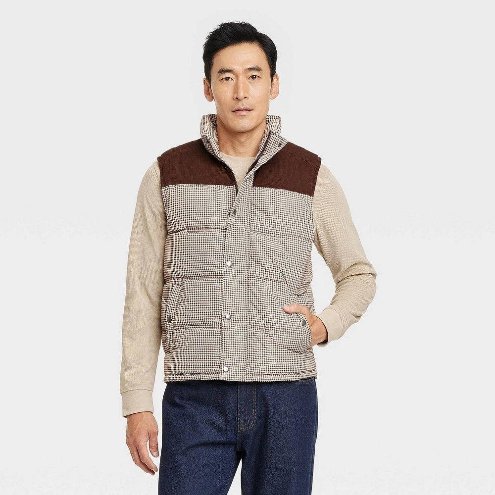 Men Plaid Midweight Puffer Jacket