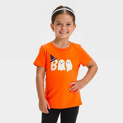 Toddler Girls Halloween Ghost Short Sleeve T- Shirt