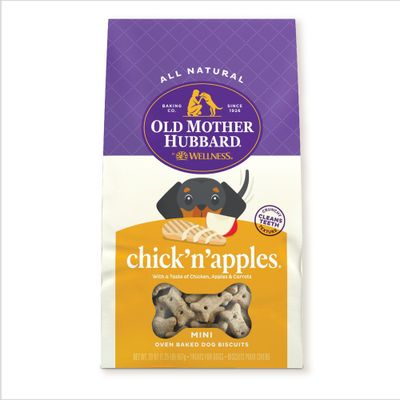 Old Mother Hubbard by Wellness Classic Crunchy CHICKN APPLES with Chicken, Carrot & Apple Biscuits Mini Oven Baked Dog Treats - 20oz