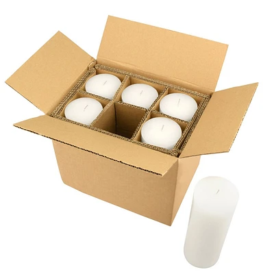 Stonebriar Collection 3x8 Set of 6pk Unscented Flat Top Smooth Pillar Candle White