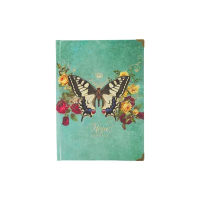 Christian Art Gifts Butterfly Journal W/Scripture Hope Isa. 40:31 Bible Verse Road/288 Ruled Pages, Large Hardcover Teal Notebook