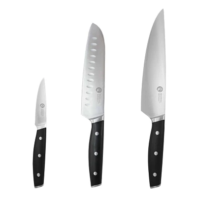 MasterChef 3pc Chef Knife Set High Carbon Stainless Steel Knives Performance Collection: Paring, Santoku, & Chef Knives