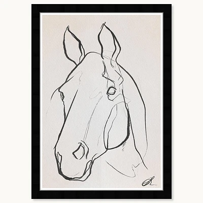 Wynwood Studio 15x21 Stallion sketch III Wall Art Black Frame: Modern Farm Animal Canvas, Wood Composite