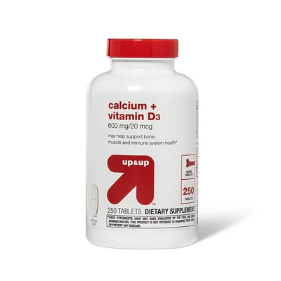 Calcium & Vitamin D Dietary Supplement Coated Tablets - 250ct - up&up