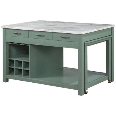 Fredricke Extendable Kitchen Island with Faux Marble  - HOMES: Inside + Out: Storage, Prep & Dine Space