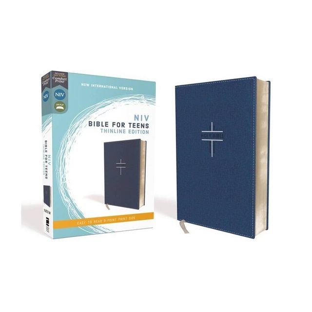 Niv, Bible for Teens, Thinline Edition, Leathersoft, Blue, Red Letter Edition, Comfort Print - by Zondervan (Leather Bound)