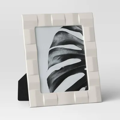 Stoneware Table Frame Matte Cream - Threshold: Ceramic Single Image Display, Glass Glazing, Modern Decor