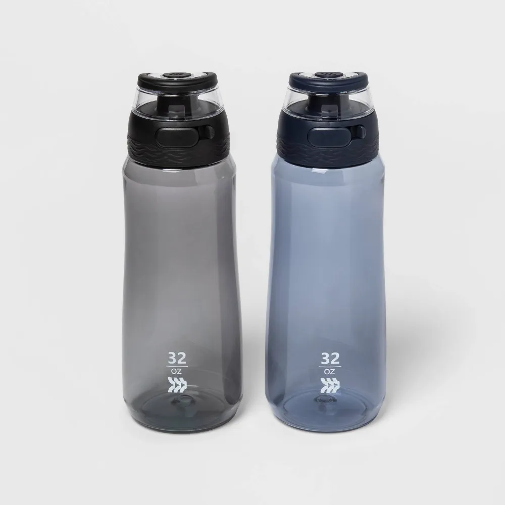 All In Motion 32oz Plastic Water Bottle 2pk Starless Night and