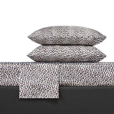 Leopard Print Satin Sheet Set Charcoal