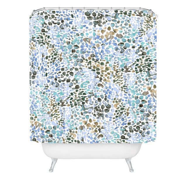 Blue Speckled Painting Watercolor Stains Shower Curtain Blue - Deny Designs