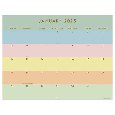 TF Publishing 2025 Desk Pad Calendar 17x22 Super Striped: Large Monthly Planner & Desk Blotter for All Ages