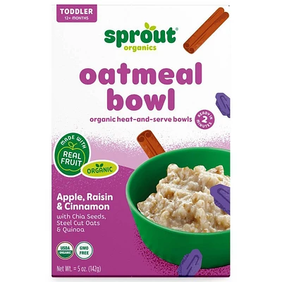 Sprout Foods Organic Toddler Meal Oatmeal Raisin Breakfast Bowl Baby Meals - 5oz