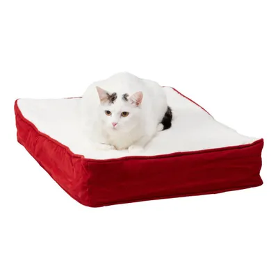 Kensington Garden Bella Orthopedic Cozy High Pile Fleece Cat Bed - Crimson