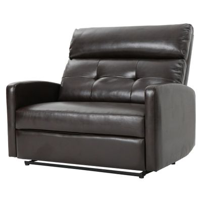 Halima 2-Seater Faux Leather Recliner - Brown - Christopher Knight Home: Upholstered Accent Chair, Spot Clean