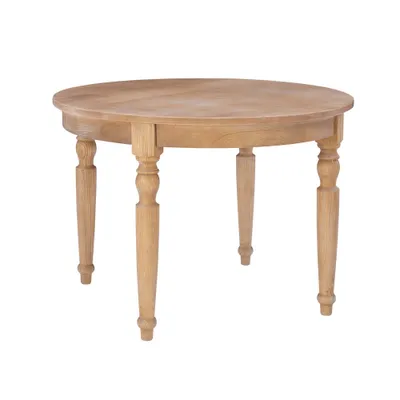 Linon Belfort Traditional Round Dining Table Light Brown: Elm Frame, MDF & Wood Veneer, Seats 4