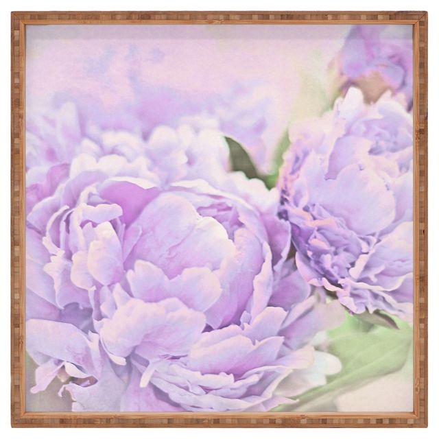 Deny Designs Lisa Argyropoulos Lavender Peonies Square Tray - Purple: Wood Material, 12x12 Size, Decorative Platter